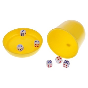 Чашка для кубиков 80 x 95 мм с 6 кубиками для Yatzee Yellow