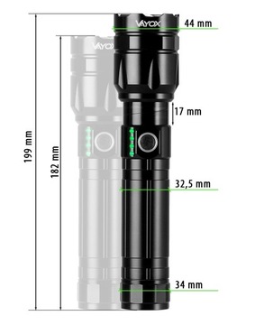 ТАКТИЧЕСКИЙ СВЕТОДИОДНЫЙ ФОНАРЬ ZOOM USB-C PRO POWER VAYOX