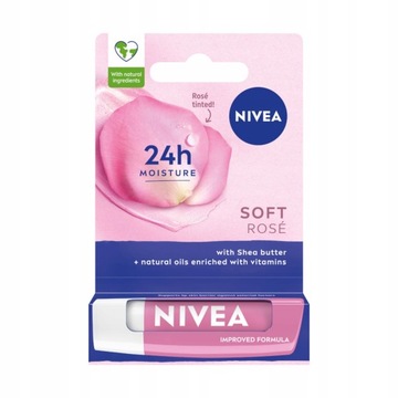 NIVEA SOFT ROSE Pomadka ochronna do ust różana nawilżająca 4,8g