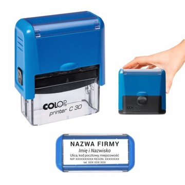 PIECZĄTKA FIRMOWA różne KOLORY biurowa do 6 wersów GUMKA+PROJEKT |Colop C30
