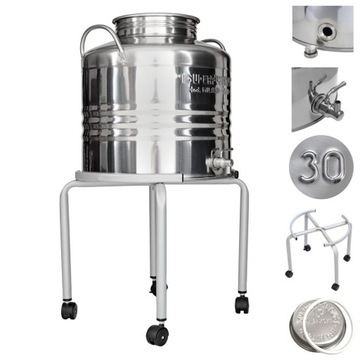 BECZKA bańka ANTAŁEK ze stali INOX 30L z kranem na wodę olej bimber ocet
