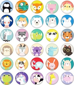MAGNESY NA LODÓWKĘ DLA DZIECI ZWIERZĄTKA ZOO ZESTAW 30 SZTUK