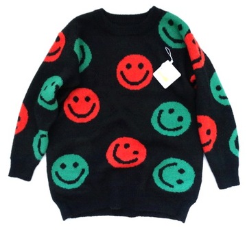 Włoski ciepły gruby sweter EMOTIKON smile mięsisty