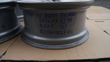 4× DISK HLINÍK AUDI OE A1 7.5" X 17" 5X100 ET 34
