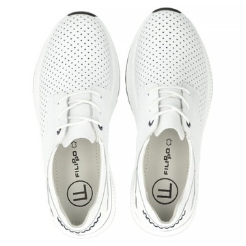 Buty damskie sneakersy skórzane białe sznurowane Filippo DP6022/24 38
