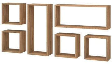 Zestaw półek dębowych kwadrat CUBE LOFT 70x150