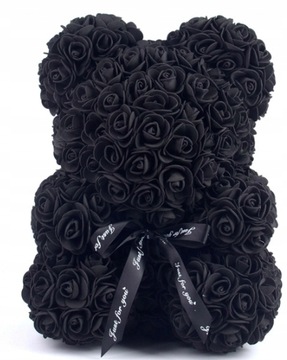 ROSE BEAR MIŚ Z RÓŻ 40cm- CZARNY