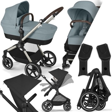 WÓZEK CYBEX 2W1 EOS LUX TPE SKY BLUE I ADAPTERY