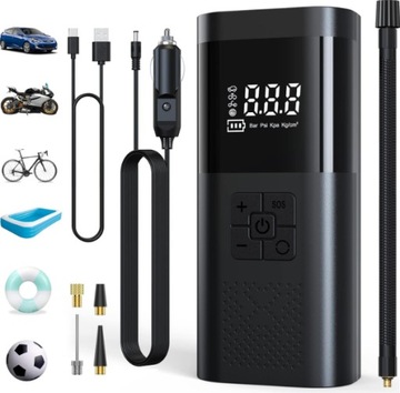 Kompresor Samochodowy Pompka Do Roweru Akumulator 6000 mAh