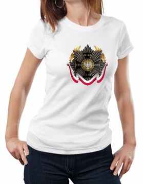 DAMSKA KOSZULKA PATRIOTYCZNA BIAŁA BAWEŁNA r.XL