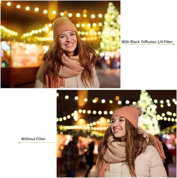 Фильтры: 2 черных диффузионных фильтра 1/4 + 1/8 на 82 мм.