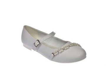 Туфли для причастия, белые полные балетки, размер 48/23. 37