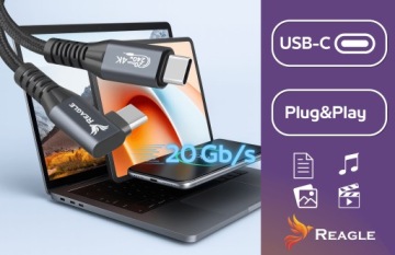 УГЛОВОЙ КАБЕЛЬ USB C, 3M PD ЗАРЯДКА, 240 Вт, QC 4.0, USB 3.2, ТИП C, 20 Гбит/с, 4 кГц, 60 Гц