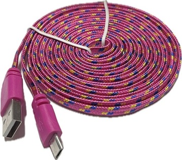 ŁADOWARKA USB KABEL 3 METRY DO PADA PS4 PRZEWÓD OPLOT PLECIONKA WYTRZYMAŁY