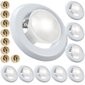 8x OKRĄGŁA OPRAWKA HALOGEN OCZKO RAMKA LAMPKA SUFITOWA BIAŁA ŁAZIENKOWA