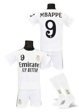 Костюм MBAPPE REAL, футболка, шорты + леггинсы, БЕЛЫЙ, размер 128