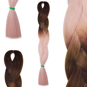 Włosy Syntetyczne Henlon Proste Na Warkoczyki Ombre Brąz Różowy 60cm #AS107