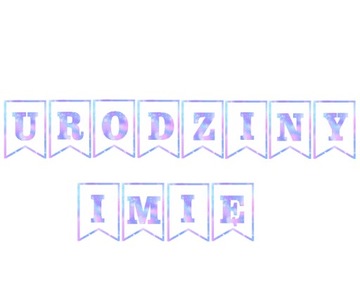 BANER girlanda URODZINY + dowolne IMIĘ jednorożec