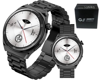 Smartwatch Garett V12 czarny stalowy TRENING ROZMOWY KROKI KCAL TETNO SMS