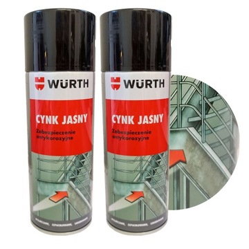 WURTH Cynk JASNY Wysoka Odporność na Korozję SPRAY 99% CYNKU Zestaw 2szt