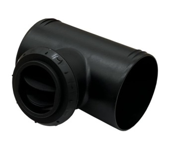 TRÓJNIK 90/60/90mm Z WYLOTEM ZAMYKANY CZARNY