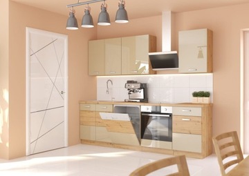 Meble kuchenne 250cm Artisan cappucino połysk