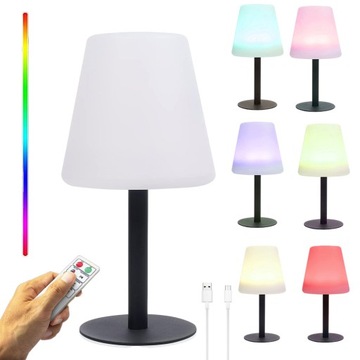 LAMPKA NOCNA LED RGB LAMPA STOŁOWA BEZPRZEWODOWA ŚCIEMNIANA + PILOTA IP44