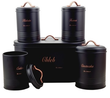 Набор Хлебница и 4 контейнера Черный