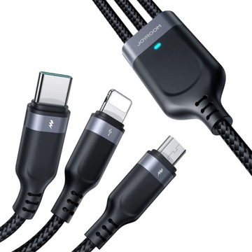 Kabel Joyroom ładujący i przesyłający 3w1 USB-A do USB-C/microUSB/Lightning
