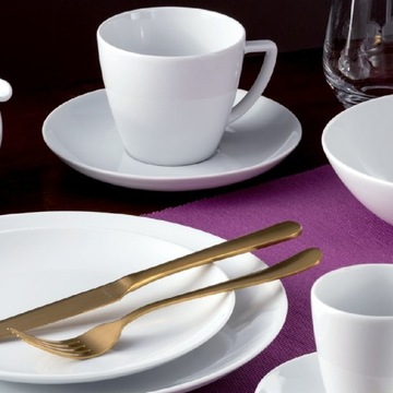 0001 SERWIS KAWOWY 6/21 BOSS LUBIANA Biała PORCELANA ZESTAW DO KAWY fil 35