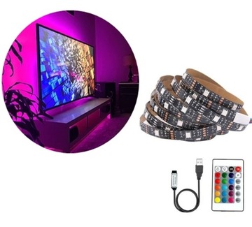 TAŚMA LED USB 5m+ PILOT oświetlenie TV