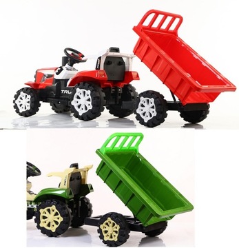 ТРАКТОР С АККУМУЛЯТОРНЫМ ПРИЦЕПОМ 2x ДИСТАНЦИОННОЕ УПРАВЛЕНИЕ ДВИГАТЕЛЕМ МЕЛОДИИ СВЕТ ПРИЦЕП