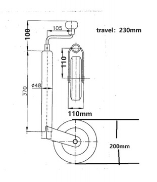ОПОРА КОЛЕСА КОЛЕСО С РУЧКОЙ 200 кг МАНЕВРИРОВАННЫЙ ЗАЖИМ FI48 мм КОМПЛЕКТ колеса