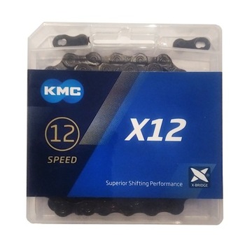 Łańcuch KMC X12 126L 12S blacktech spinka CL552