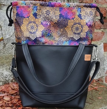 Torba do wózka organizer pojemna z zaczepami skóra