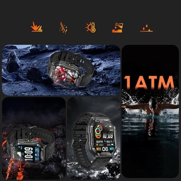 МУЖСКИЕ СМАРТ-ЧАСЫ С BLUETOOTH 107 СПОРТИВНЫХ РЕЖИМОВ АЛЬТИМЕТР ЧЕРНЫЕ 1ATM