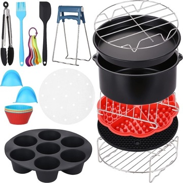 8-calowe akcesoria do airfryer,16-częściowy zestaw