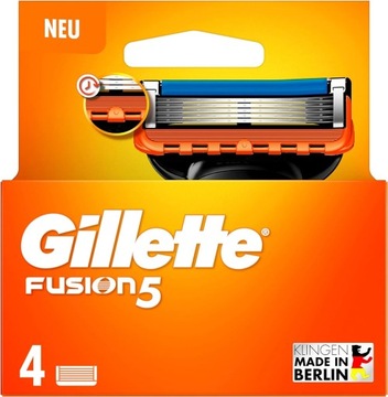 4 szt. Gillette Fusion 5 ZESTAW WKŁADÓW nożyki ostrza PUDEŁKO 100% oryginał