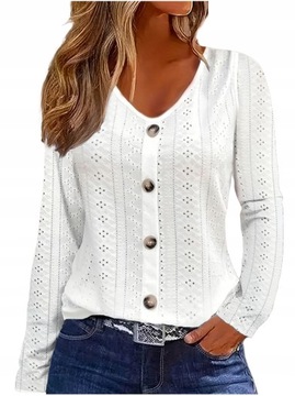 Stylowa bluzka ażurowa o klasycznym kroju sweterek