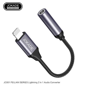 Адаптер 2 в 1 для наушников iPhone Lightning на MINI JACK 3,5 мм, КОРОТКИЙ НЕЙЛОН