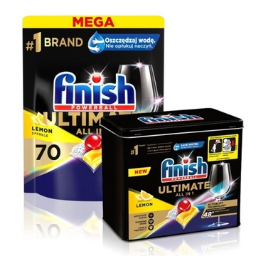 Finish Kapsułki do Zmywarki Ultimate Al-In-One 70 LEMON + Metalowa Puszka