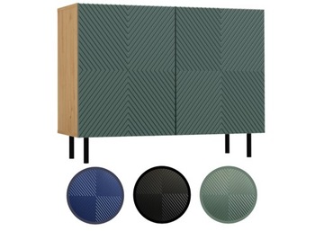KOMODA 100 cm SZAFKA NOWOCZESNA POJEMNA PÓŁKI DRZWI LAMELE ARTISAN ZIELEŃ