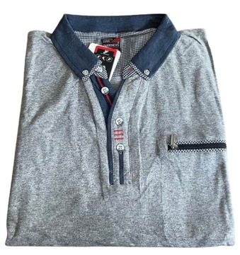 KOSZULKA POLO DŁUGI RĘKAW MĘSKA BAWEŁNA SZARA 3XL