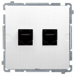 SIMON BASIC Gniazdo komputerowe RJ45 kat 5e podwójne sieciowe BMF52.02/11