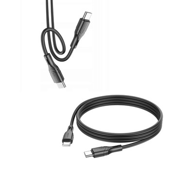 kabel silikonowy typ c CZARNY 1m USB C- USB C Borofone 60W