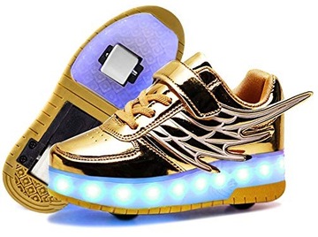 BUTOROLKI BUTY Z ROLKAMI ROLKI WROTKI LED ZŁOTE