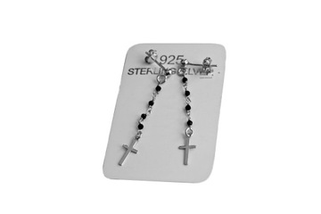925 SREBRNE KOLCZYKI KRZYŻE Z ONYKSEM CROSS KULKI