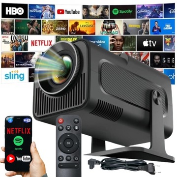 PROJEKTOR RZUTNIK 4K ANDROID LED WIFI MINI PRZENOŚNY FULL HD +SMART TV 2024