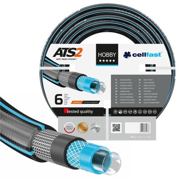 ШЛАНГ CELLFAST 6-СЛОЙНЫЙ САДОВЫЙ ШЛАНГ 30 БАР 1/2 ДЮЙМА, 20 М НЕСКРУЧИВАЕМЫЙ, ПОЛИРОВКА