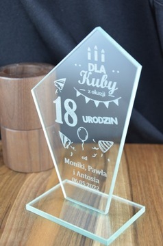 Подарок учителю - Стеклянная статуэтка с гравировкой - Школьный мотив, 16 см